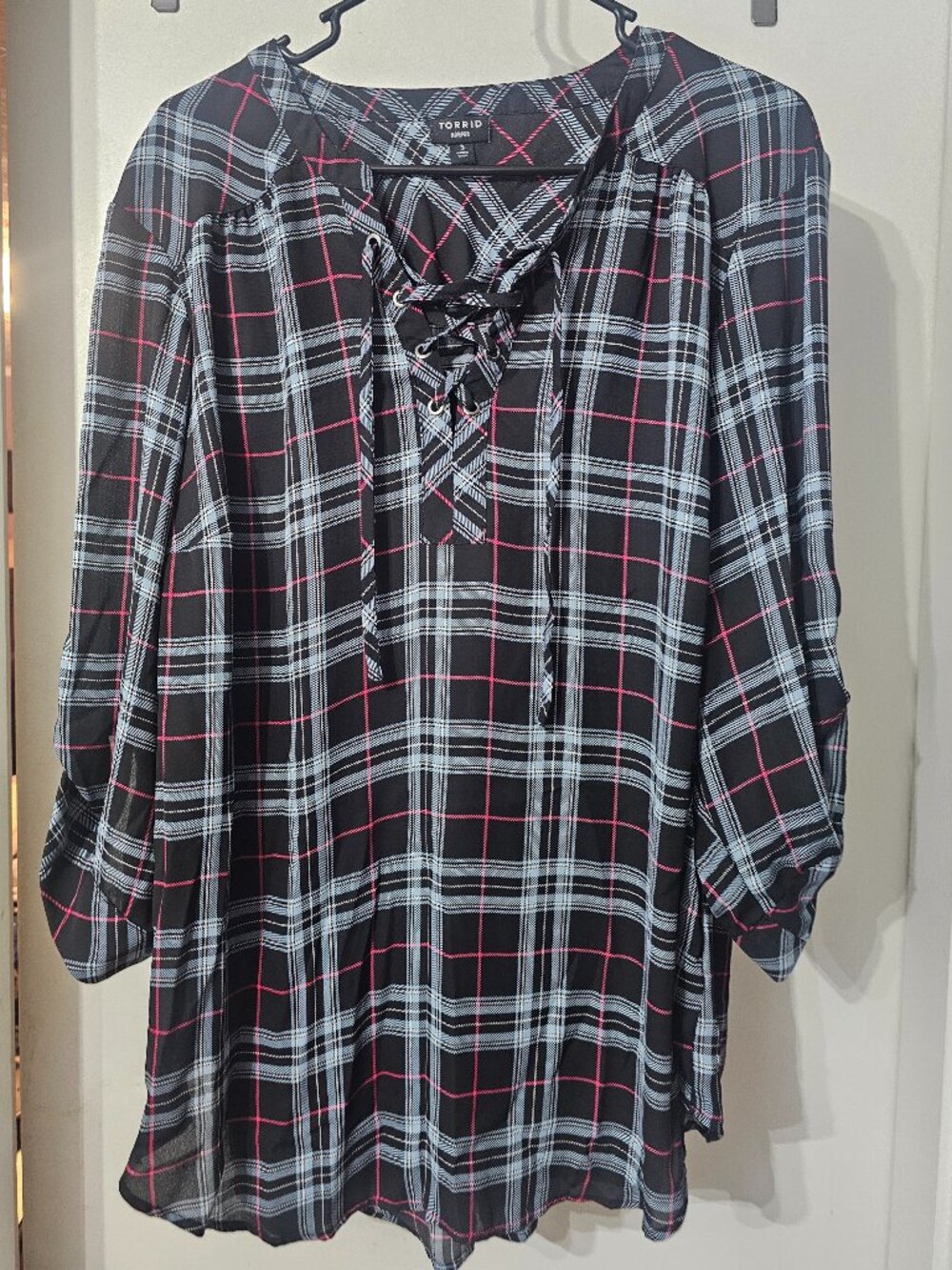 Torrid Harper 3/4 Sleeved Lace up Blouse